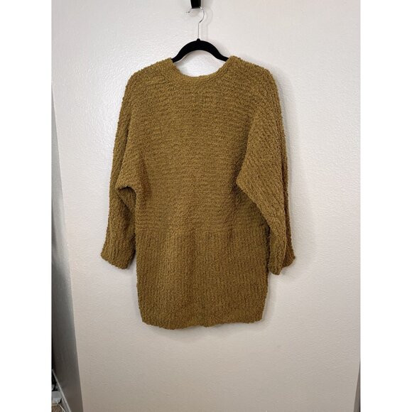 Bobeau Womens Open Front Textured Cardigan Green Brown M Cocoon Style Pockets - Picture 4 of 8